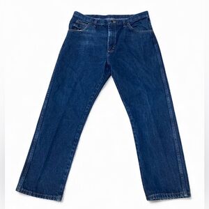 Men’s Rustler Denim Blue Jeans Size 38x29 (some stains & wear)